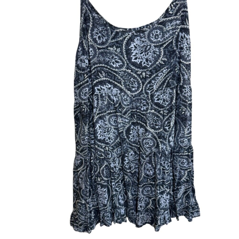 Y2K Vibe Gothcore Black Spaghetti Strap Paisley Tiered Babydoll Boho Dress-Large - Picture 2 of 8